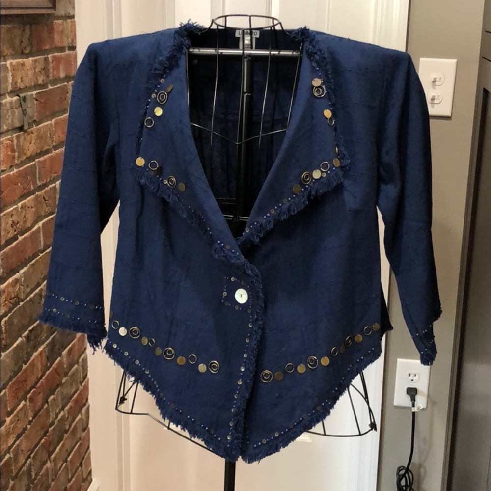 Navy Tie Dye and Metal bead Jacket